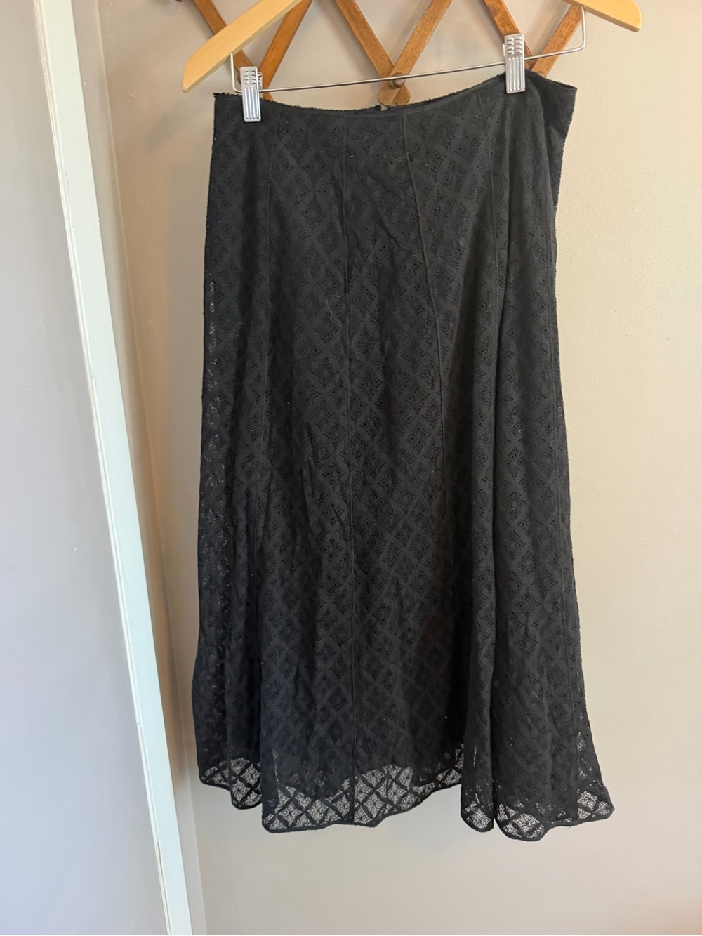 Massimo Dutti Black Lace Diamond Midi Skirt EUR 38 USA 6